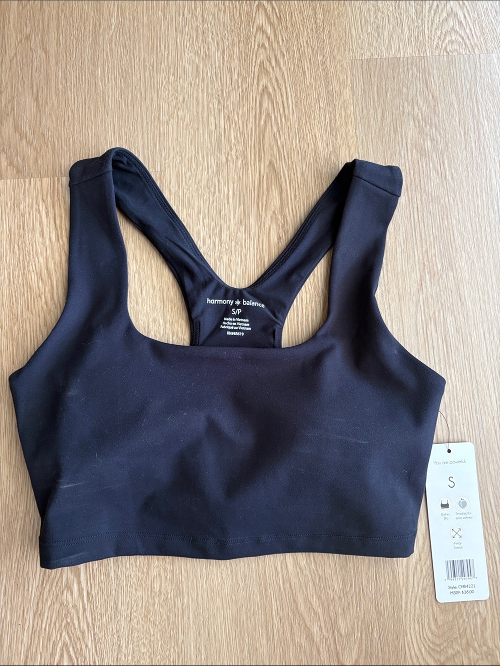 harmony + balance Black Racerback Sports Bra — Supportive Everyday Activewear